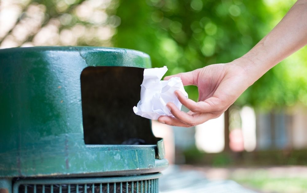 Throw away in the trash